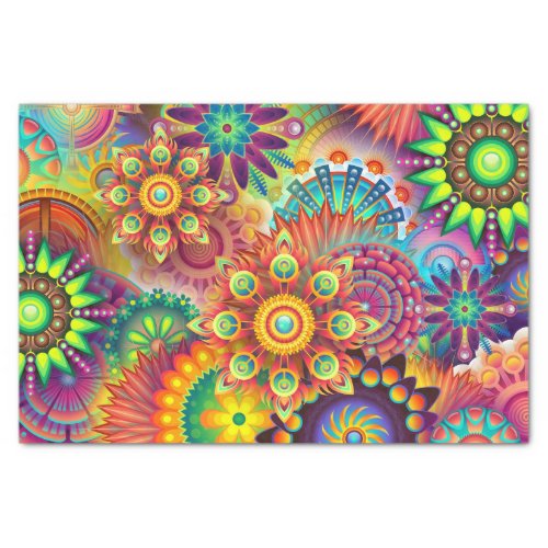 Colorful Multi Color Floral Mandala Decoupage Tissue Paper
