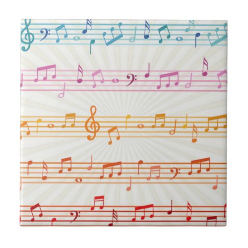 Colorful Multi color Music note Musician   Ceramic Tile