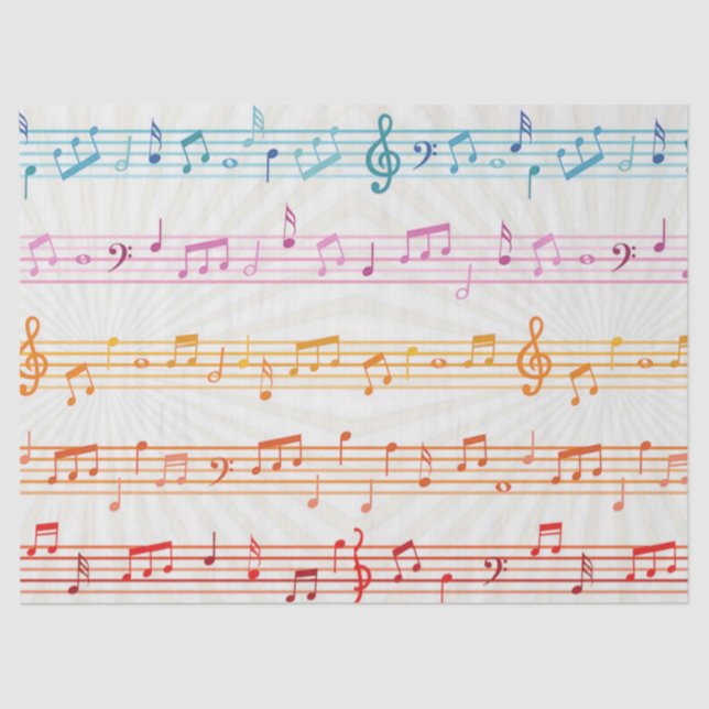 Colorful Multi color Music note Musician  Tissue Paper (Front)