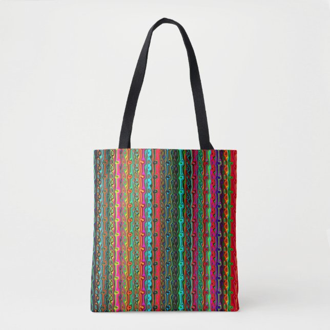 Colorful Multi-Color Pattern Tote Bag (Front)