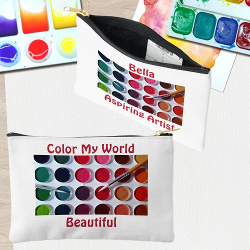 Colorful Multi Color Watercolor Paint Palette Accessory Pouch