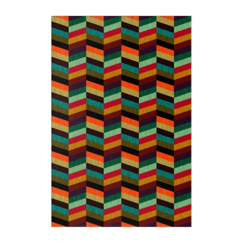 Colorful Multi_Colored Herringbone Pattern Acrylic Print