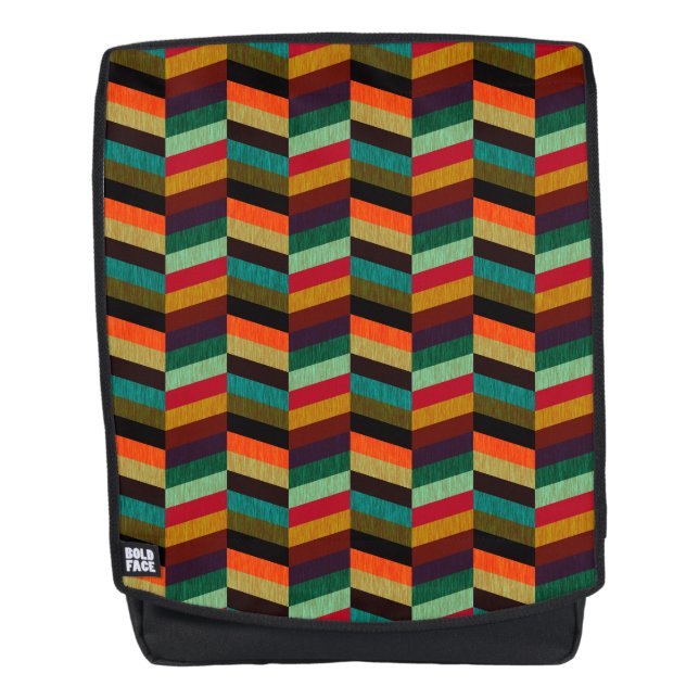 Colorful Multi-Colored Herringbone Pattern Backpack (Front)