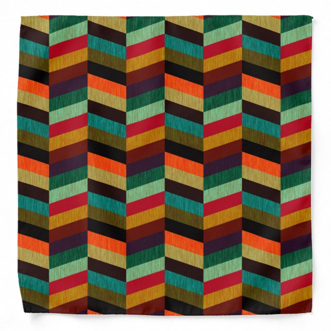 Colorful Multi-Colored Herringbone Pattern Bandana (Front)
