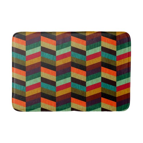 Colorful Multi_Colored Herringbone Pattern Bath Mat