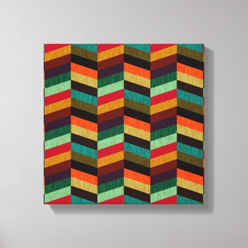 Colorful Multi_Colored Herringbone Pattern Canvas Print
