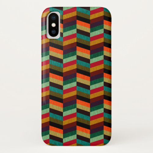 Colorful Multi_Colored Herringbone Pattern iPhone X Case