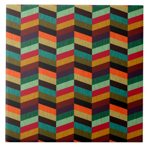 Colorful Multi_Colored Herringbone Pattern Ceramic Tile