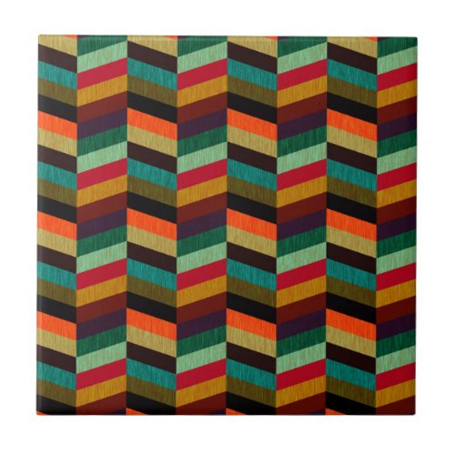 Colorful Multi_Colored Herringbone Pattern Ceramic Tile