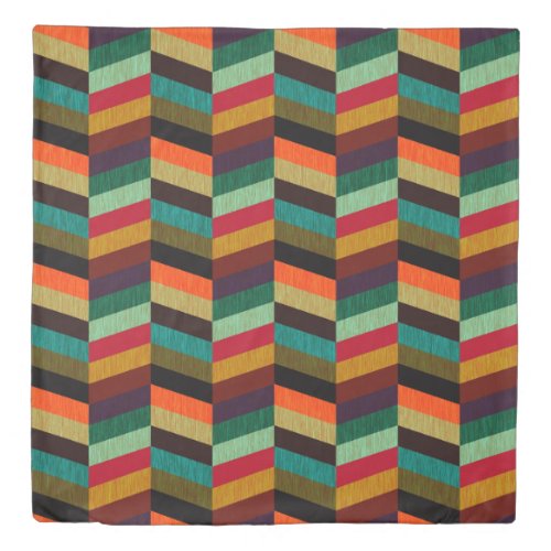 Colorful Multi_Colored Herringbone Pattern Duvet Cover