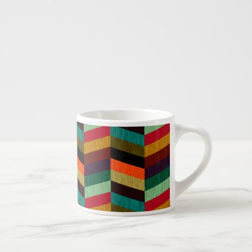 Colorful Multi_Colored Herringbone Pattern Espresso Cup