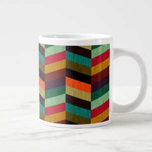 Colorful Multi-Colored Herringbone Pattern Giant Coffee Mug