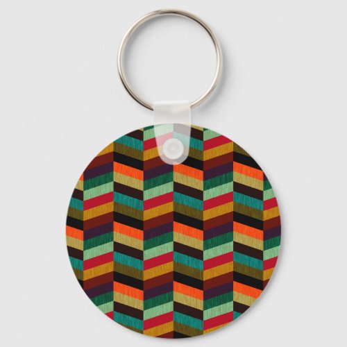 Colorful Multi_Colored Herringbone Pattern Keychain