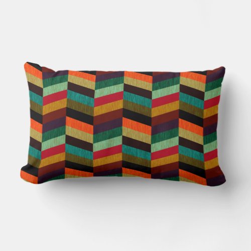 Colorful Multi_Colored Herringbone Pattern Lumbar Pillow