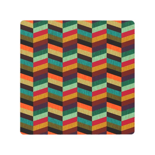 Colorful Multi_Colored Herringbone Pattern Metal Print