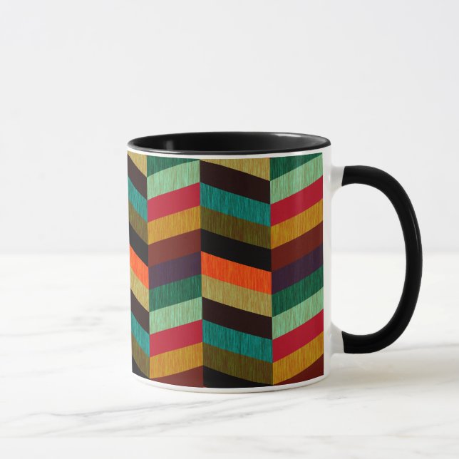 Colorful Multi-Colored Herringbone Pattern Mug (Right)