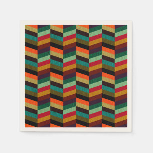Colorful Multi-Colored Herringbone Pattern Napkins