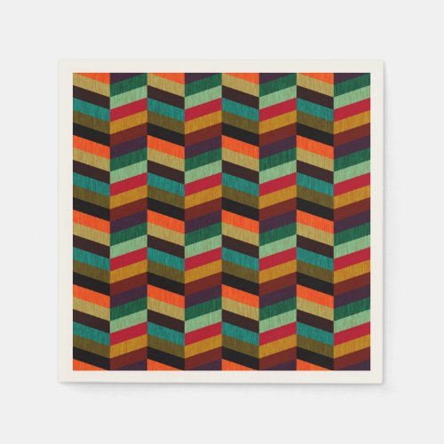 Colorful Multi_Colored Herringbone Pattern Napkins