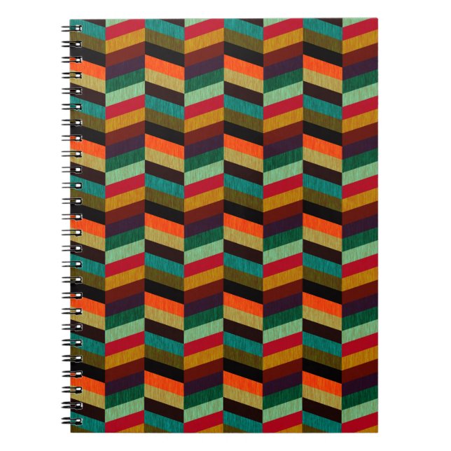 Colorful Multi-Colored Herringbone Pattern Notebook (Front)