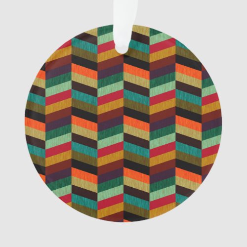 Colorful Multi_Colored Herringbone Pattern Ornament