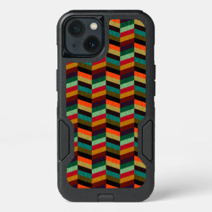 Colorful Multi-Colored Herringbone Pattern iPhone 13 Case