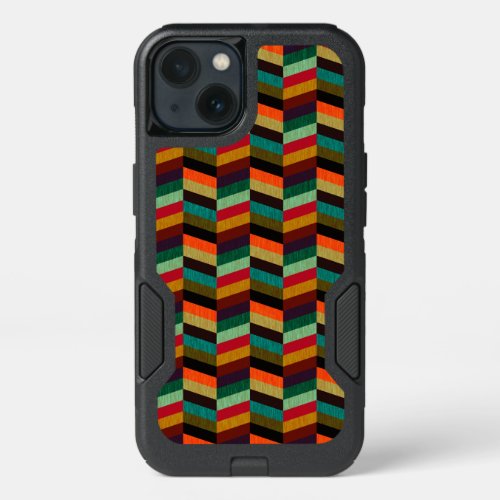 Colorful Multi_Colored Herringbone Pattern iPhone 13 Case