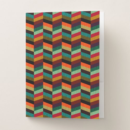 Colorful Multi_Colored Herringbone Pattern Pocket Folder