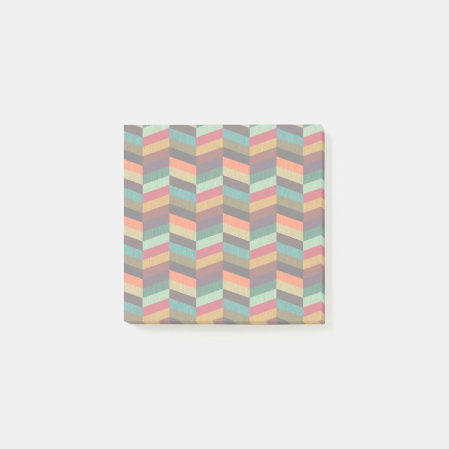 Colorful Multi-Colored Herringbone Pattern Post-it Notes (Front)