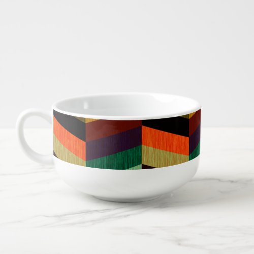 Colorful Multi_Colored Herringbone Pattern Soup Mug