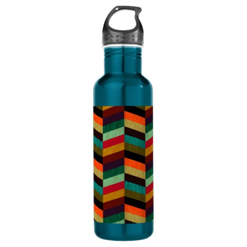 Colorful Multi_Colored Herringbone Pattern Stainless Steel Water Bottle