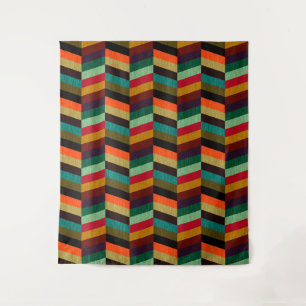 Colorful Multi-Colored Herringbone Pattern Tapestry