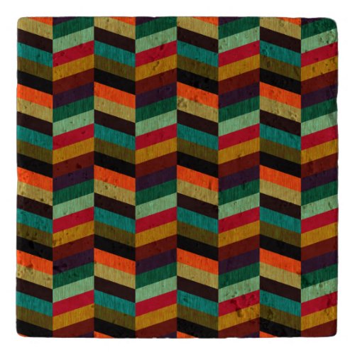 Colorful Multi_Colored Herringbone Pattern Trivet
