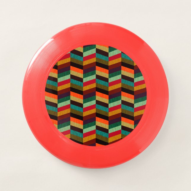 Colorful Multi-Colored Herringbone Pattern Wham-O Frisbee (Front)