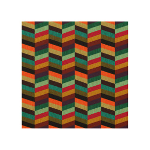 Colorful Multi-Colored Herringbone Pattern Wood Wall Art