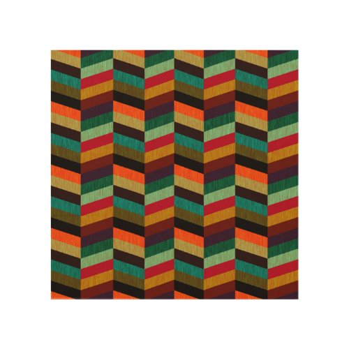Colorful Multi_Colored Herringbone Pattern Wood Wall Art