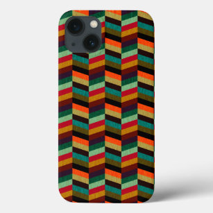 Colorful Multi-Colored Herringbone Style Pattern iPhone 13 Case