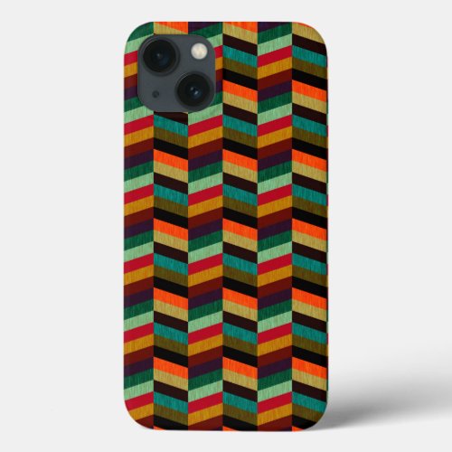 Colorful Multi_Colored Herringbone Style Pattern iPhone 13 Case