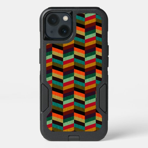 Colorful Multi_Colored Herringbone Style Pattern iPhone 13 Case