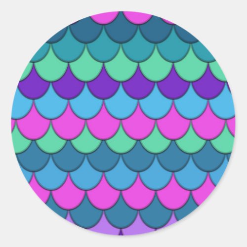 Colorful Multi_Colored Mermaid Birthday Party Classic Round Sticker