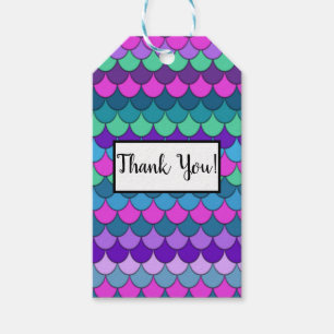 Colorful Multi-Colored Mermaid Birthday Party Gift Tags