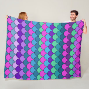 Colorful Multi-Colored Mermaid Decor Fleece Blanket