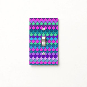 Colorful Multi-Colored Mermaid Girls Bedroom Light Switch Cover