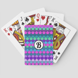 Colorful Multi-Colored Mermaid Girls Personalized Poker Cards