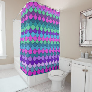 Colorful Multi-Colored Mermaid Shower Curtain