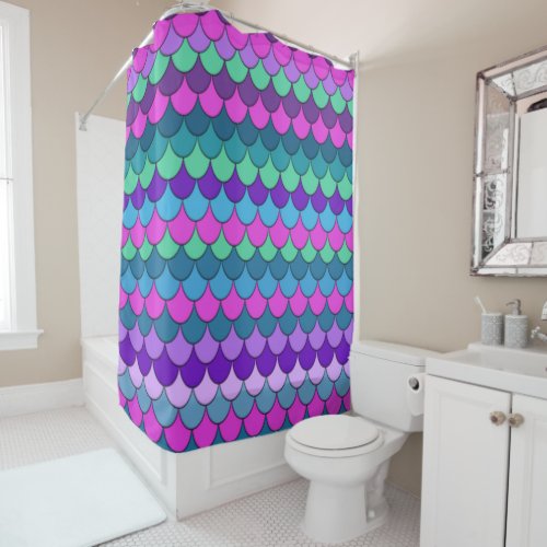 Colorful Multi_Colored Mermaid Shower Curtain