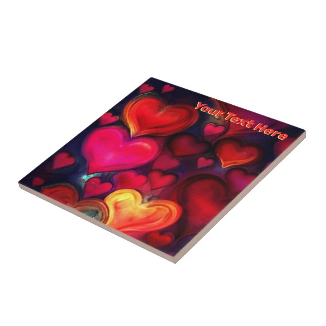 Colorful Multi Hearts Valentine Ceramic Tile (Side)