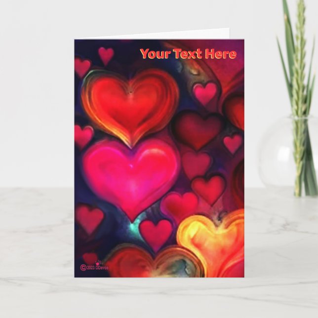 Colorful Multi Hearts Valentine Holiday Card (Front)