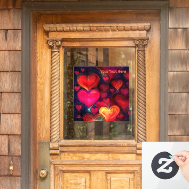 Colorful Multi Hearts Window Cling (Home Door)