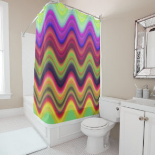 Colorful Multi Waves Shower Curtain