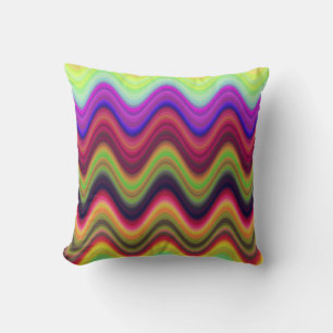 Colorful Multi Waves Throw Pillow